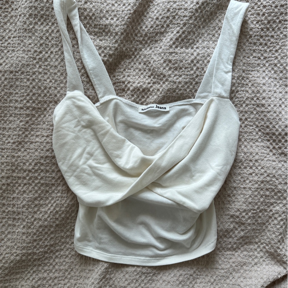 Reformation Cream Draped Tank Top